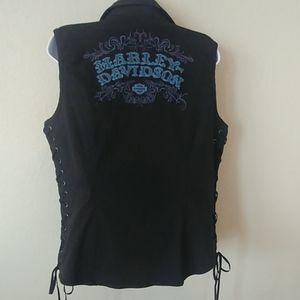 Women's Harley Davidson Black Zip-up Vest XL
